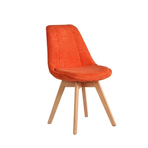 Upholstered fabric wooden legs Tulip dining chair