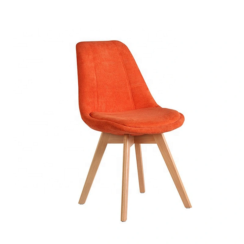 Upholstered fabric wooden legs Tulip dining chair
