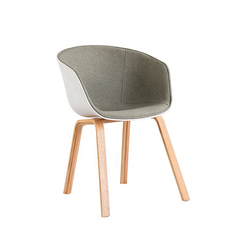 Famous plastic half soft upholstery seat Modern pp wood dining chair