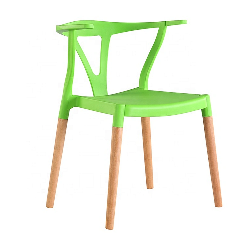 High class simple hotel restaurant plastic chair wooden legs