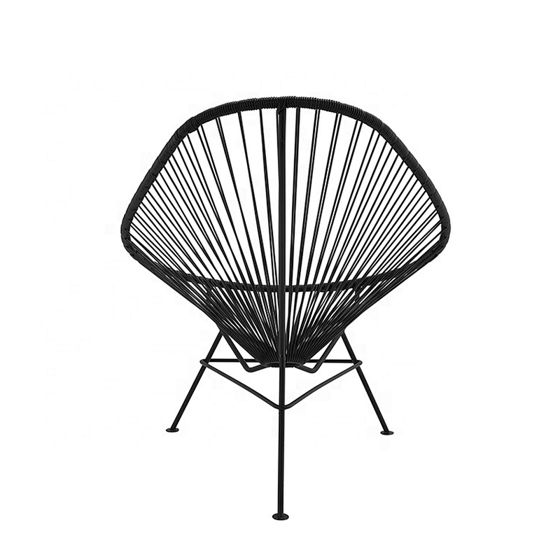 Comfortable outdoor restaurant black metal frame wire chair