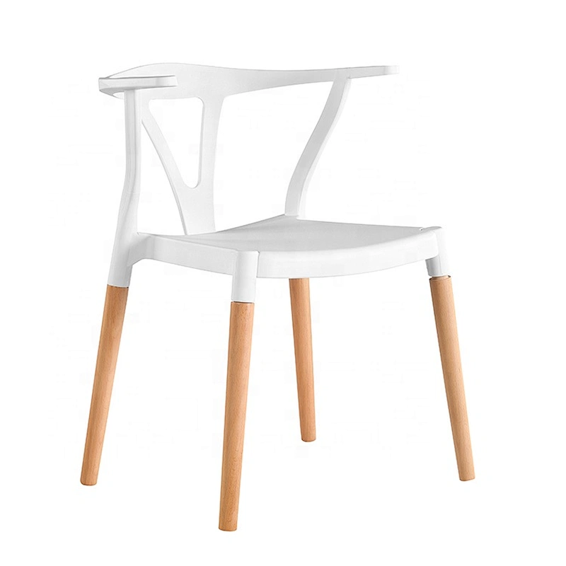 High class simple hotel restaurant plastic chair wooden legs