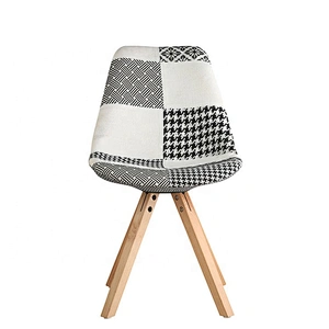 Simple beech wood legs fabric patchwork lounge chair