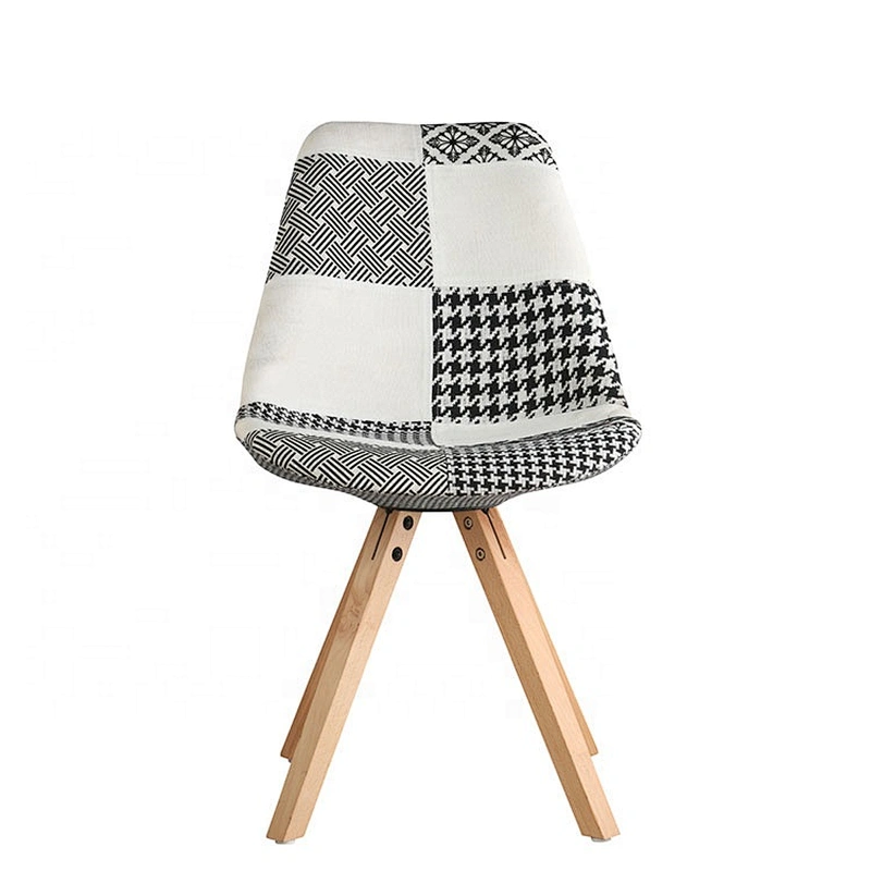 Simple beech wood legs fabric patchwork lounge chair
