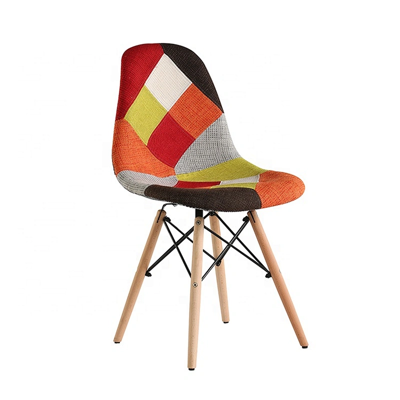 Luxury modern dining wooden legs furniture patchwork chair