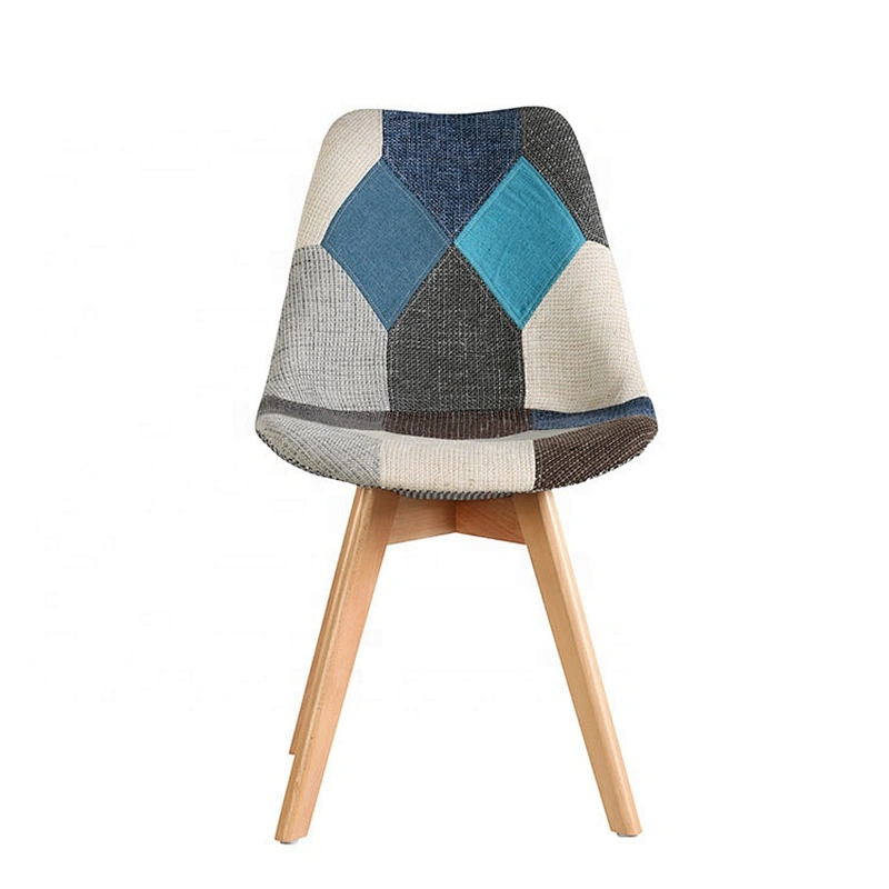 Morden beech wood legs patchwork fabric dinning chair