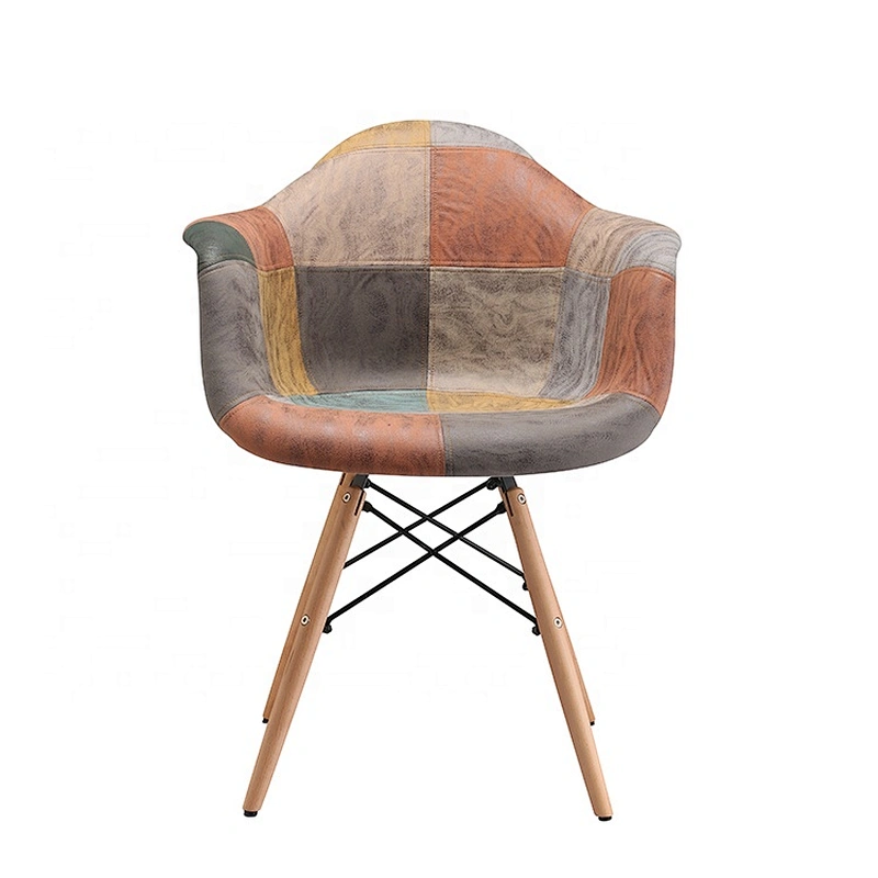 Luxury modern wooden base legs dinning chair fabric