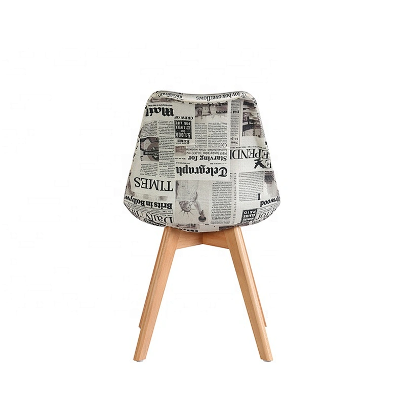 Wholesale living room upholstered plastic seat beech wood legs dining chairs