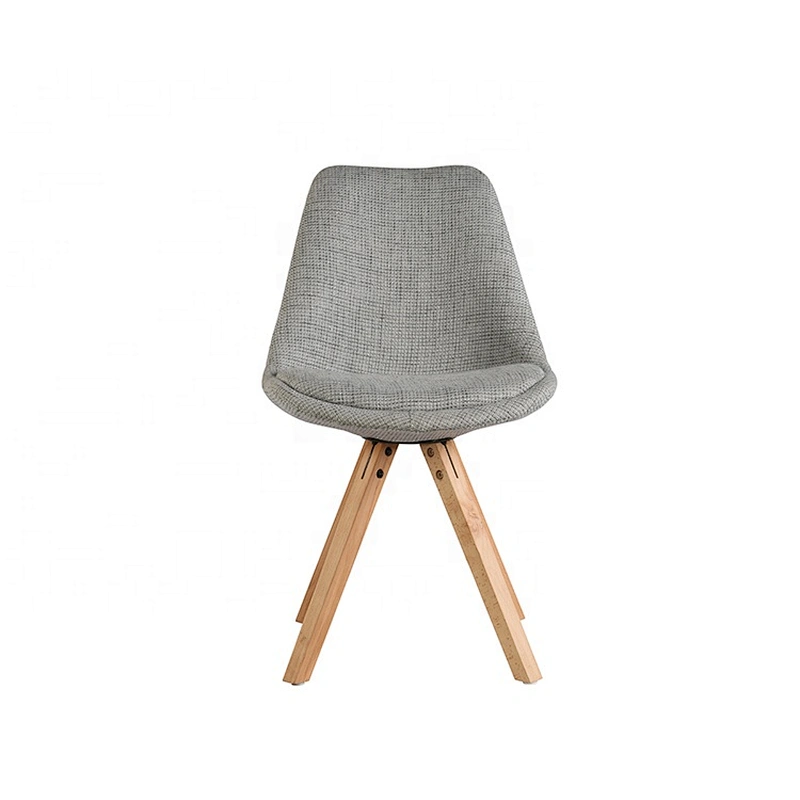 Modern style durable fabric Solid wood leg tulip plastic dining chair