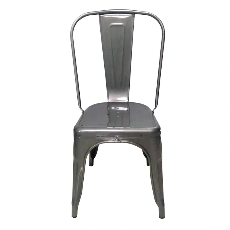 High back gun metal color bar vintage industrial metal chair