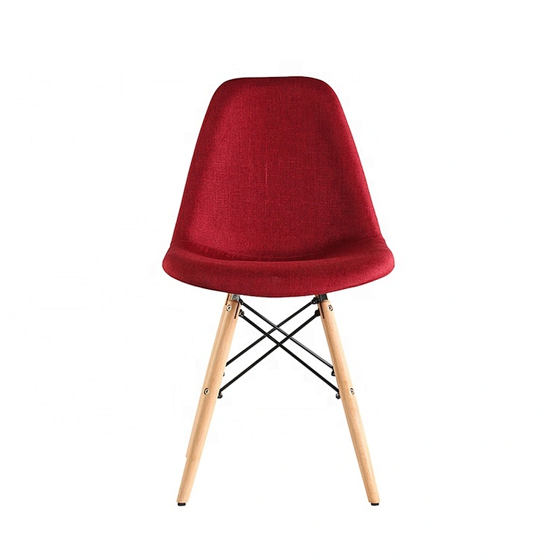 Comfortable wooden leg dining fabric high back chair