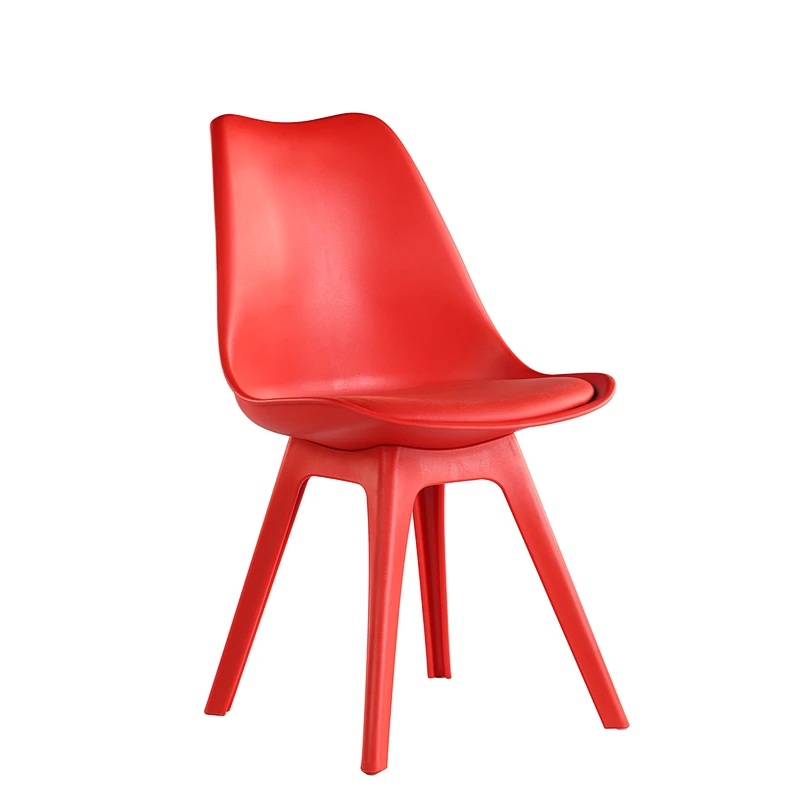 Factory manufacturing best price colorful dining plastic indoor leisure chair with cushion for dining room