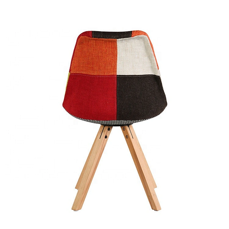 High back leisure dining living patchwork chair with wood leg