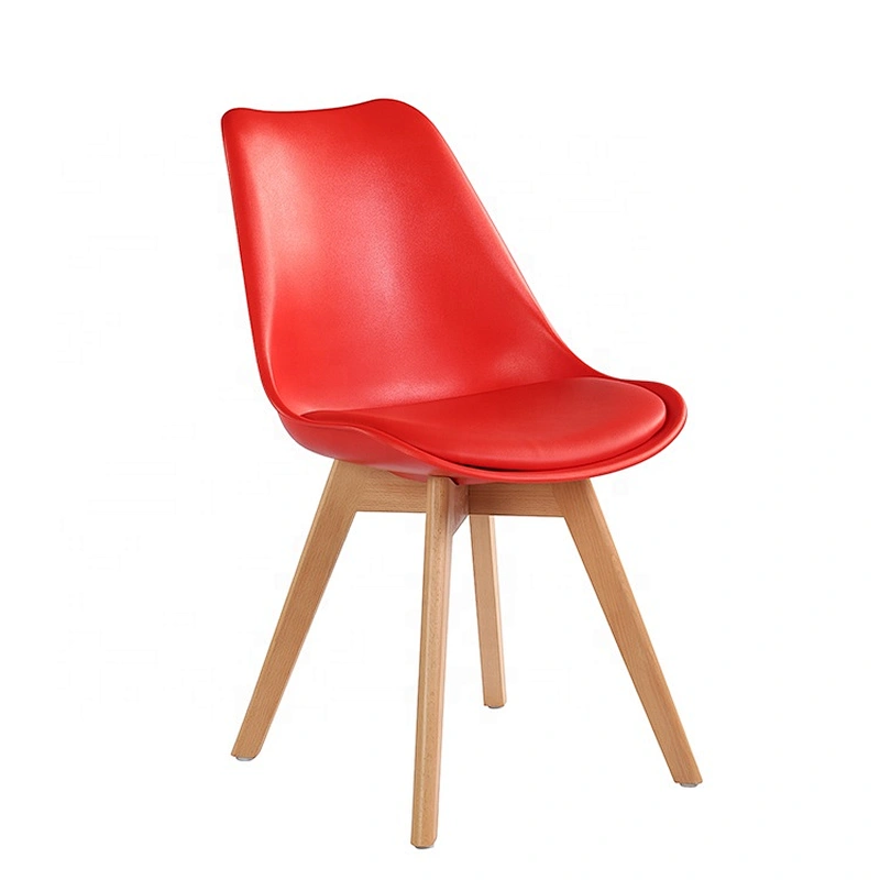Home Furniture Tulip plastic cushion wooden legs chair