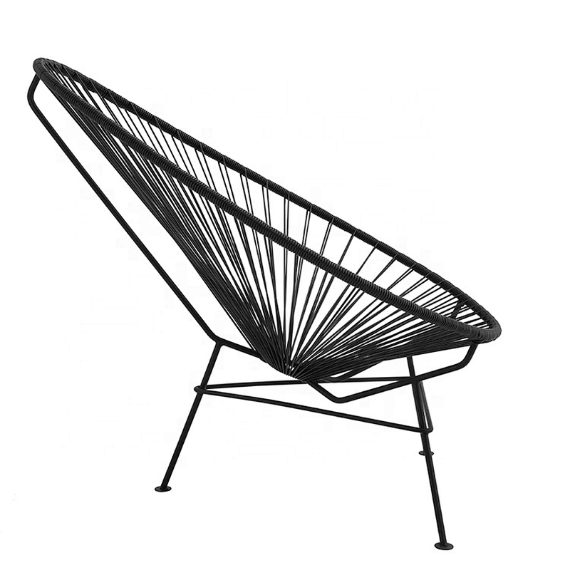 Comfortable outdoor restaurant black metal frame wire chair