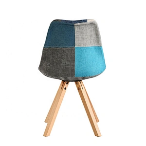 Wholesale Modern Upholstery Dining Chair Wooden Legs Fabric Patchwork
