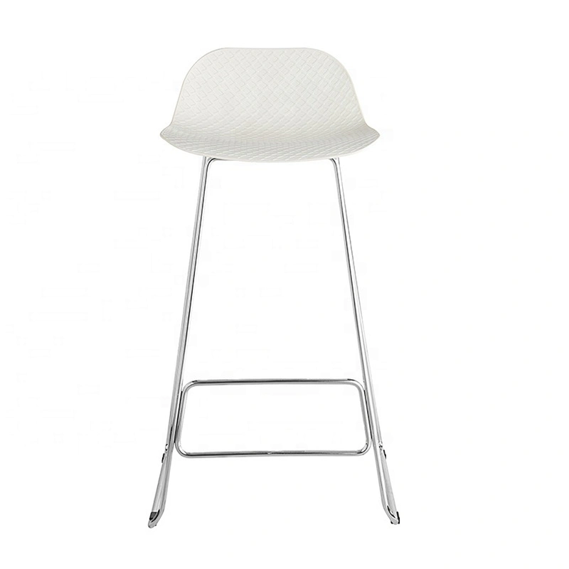Modern pp seat stackable metal high leg white barstool