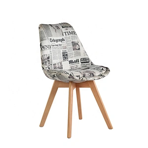 Wholesale living room upholstered plastic seat beech wood legs dining chairs