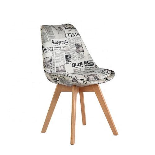 Wholesale living room upholstered plastic seat beech wood legs dining chairs