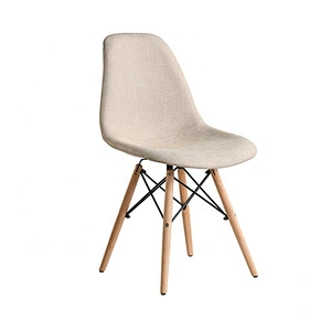 Comfortable wooden leg dining fabric high back chair