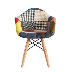 Fabric lounge wood legs comfortable modern dinning chair