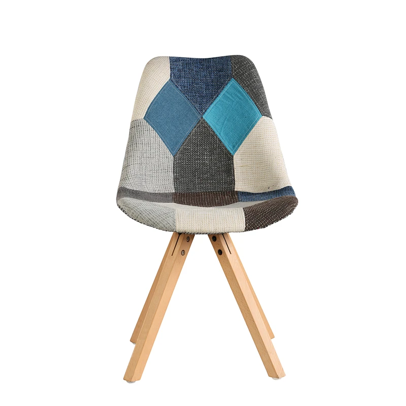 Wholesale Durable Fabric Plastic Dining Chair with beech wood legs for Living room, kitchen room, dining room, bedroom