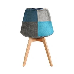 Armless stacking modern leisure beech leg wood fabric chair