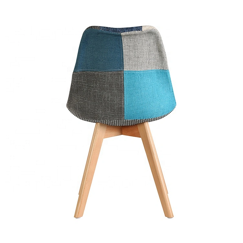 Armless stacking modern leisure beech leg wood fabric chair