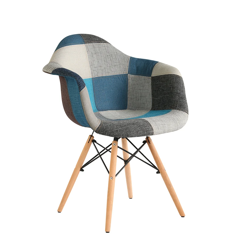 Fabric modern design plastic dinning chairs with armchair