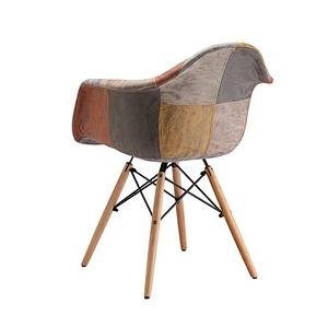 Luxury modern wooden base legs dinning chair fabric