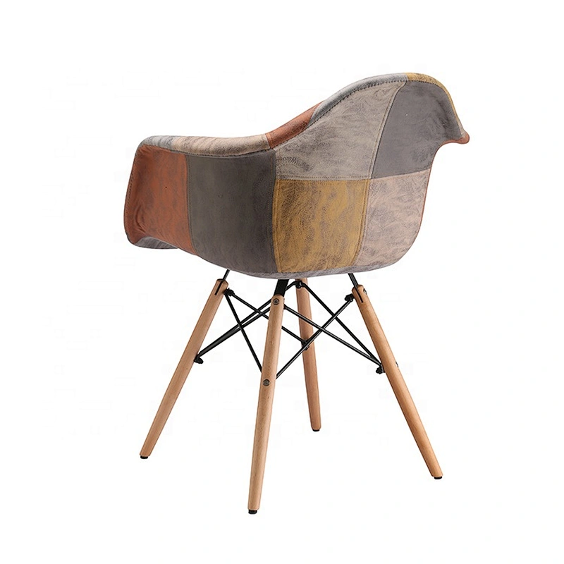 Luxury modern wooden base legs dinning chair fabric