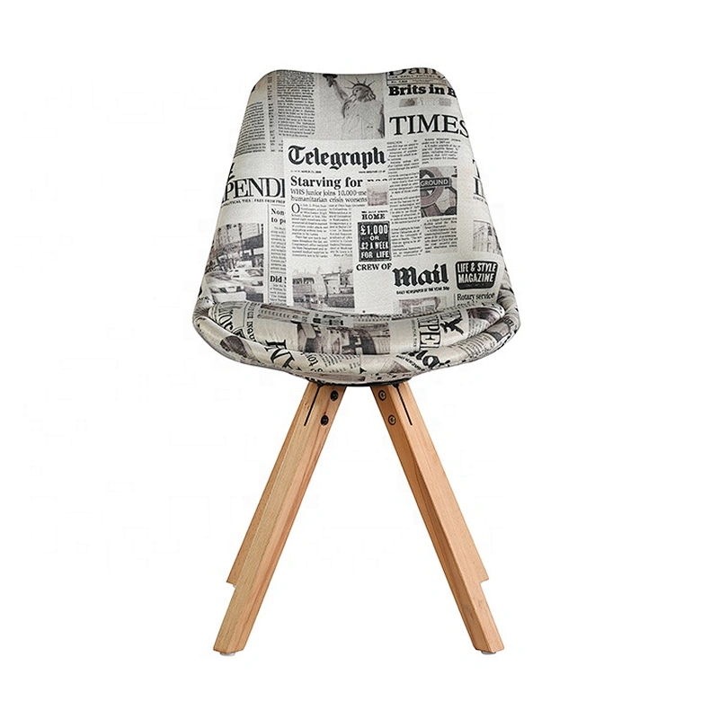 Fabric seat modern restaurant furniture wooden leg chair