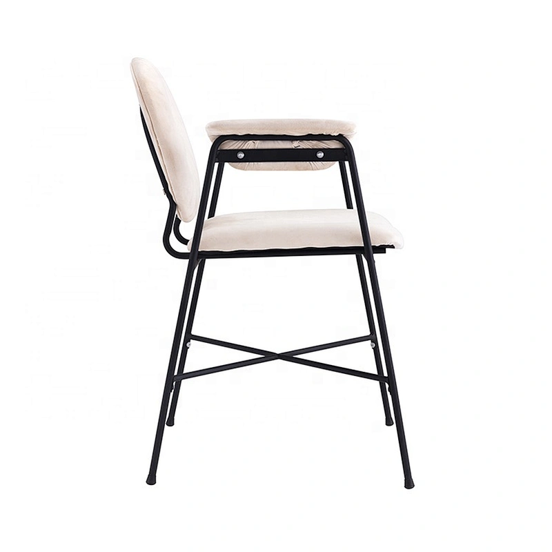 Restaurant furniture metal powder coated legs modern arm dining chair