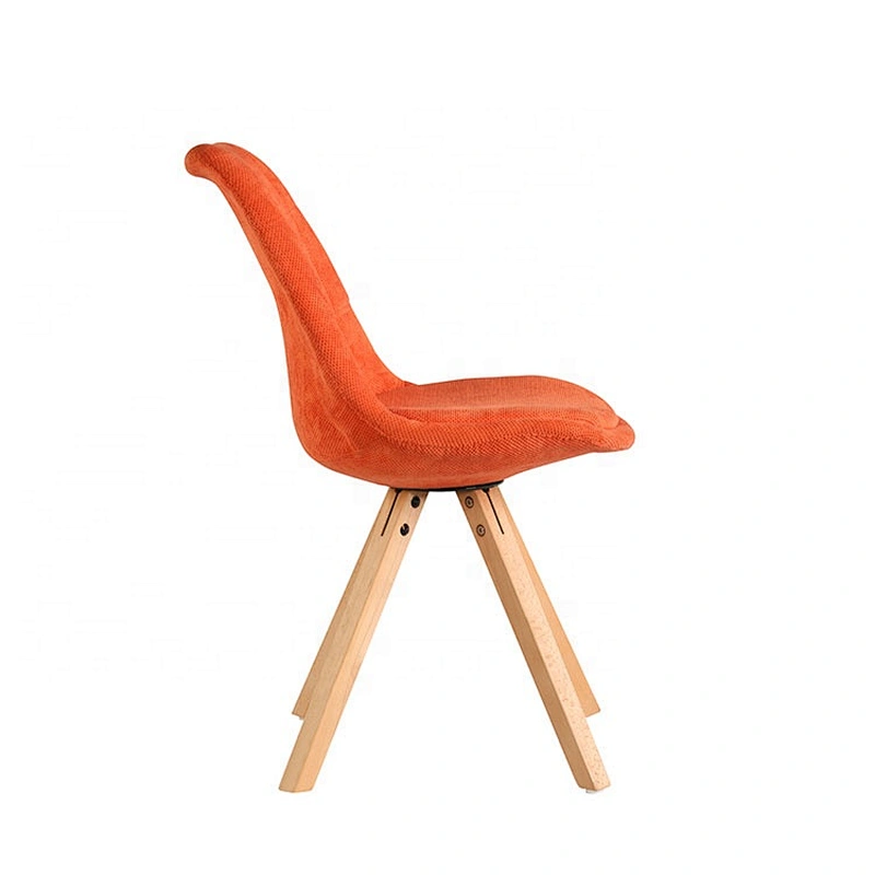Upholstered fabric wooden legs Tulip dining chair