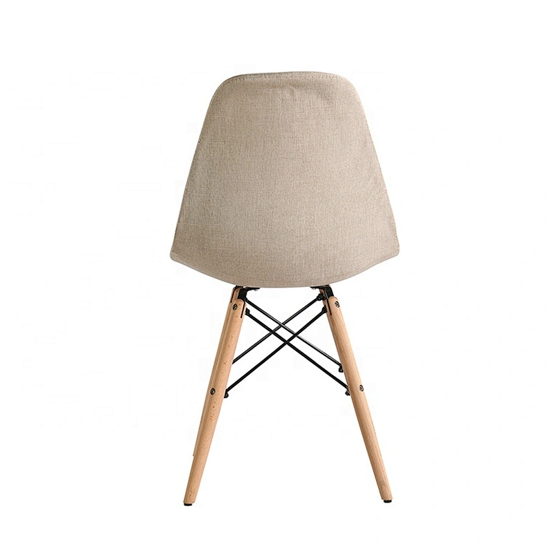 Comfortable wooden leg dining fabric high back chair