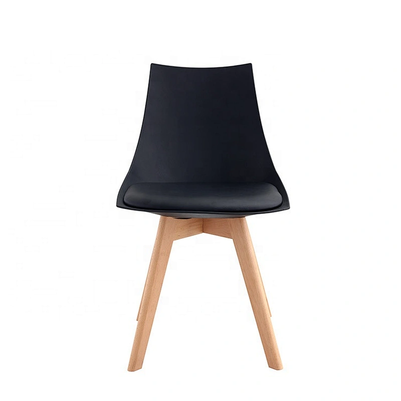 Classic design tulip wooden dining chair with leather covers cushions