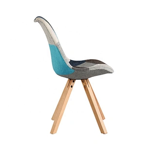 Wholesale Modern Upholstery Dining Chair Wooden Legs Fabric Patchwork