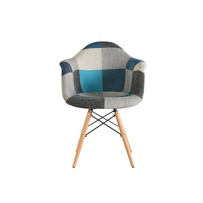 mid century modern upholstered accent arm chair with solid wood legs
