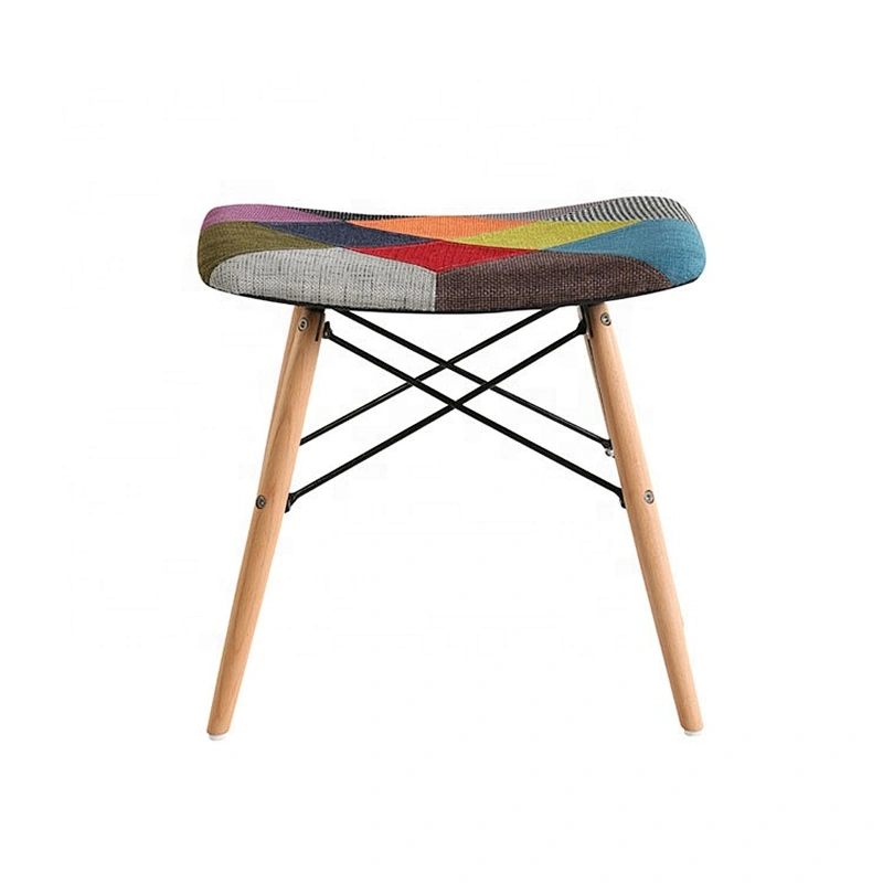 Multi-pattern natural modern upholstered beech legs chair
