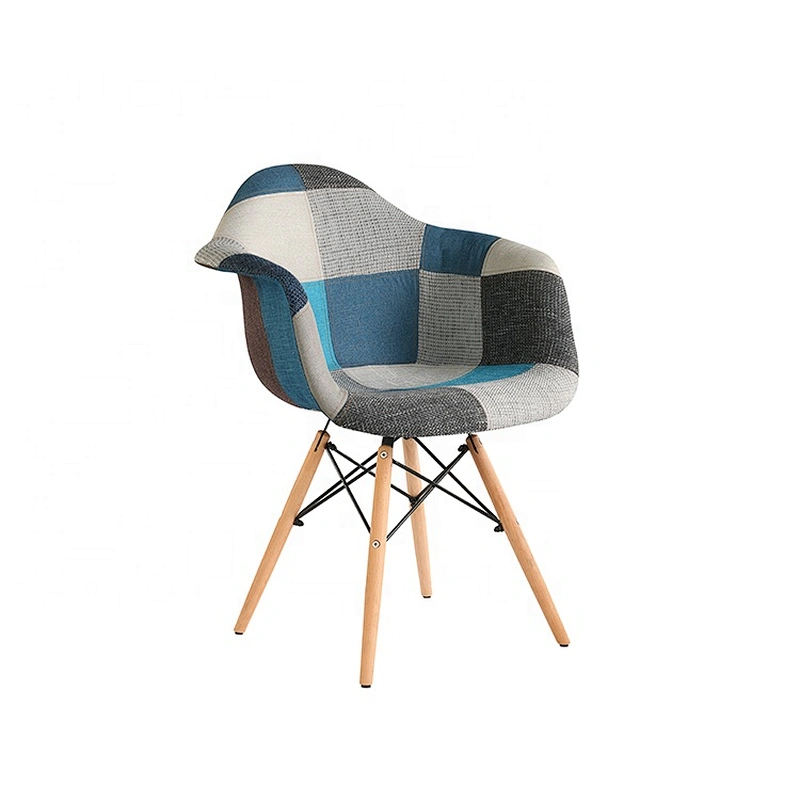 mid century modern upholstered accent arm chair with solid wood legs