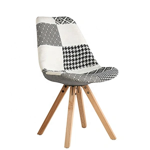 Simple beech wood legs fabric patchwork lounge chair