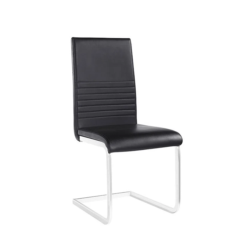Modern chrome metal frame armless upholstered office dining outdoor metal chair