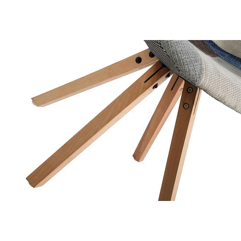 Wholesale Modern Upholstery Dining Chair Wooden Legs Fabric Patchwork