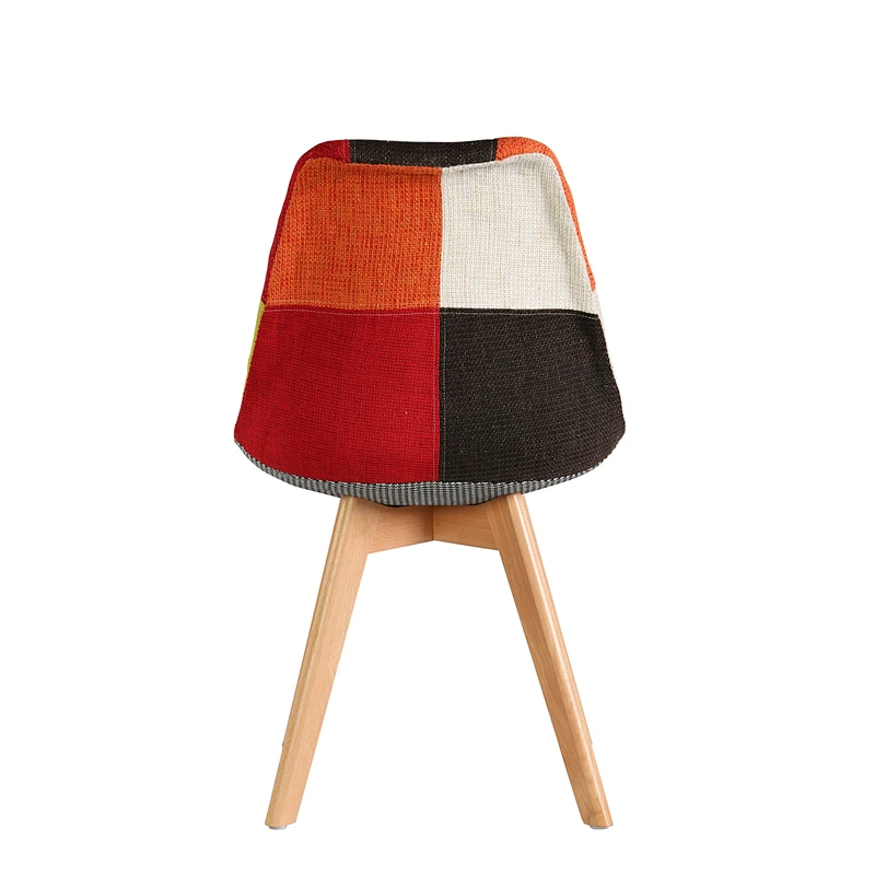 Modern Plastic Fabric dining chair with Wood legs for dining room