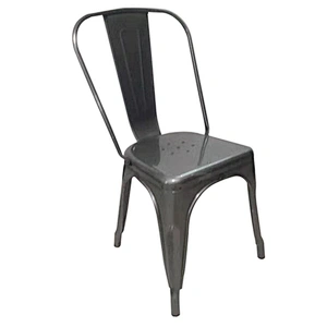 High back gun metal color bar vintage industrial metal chair