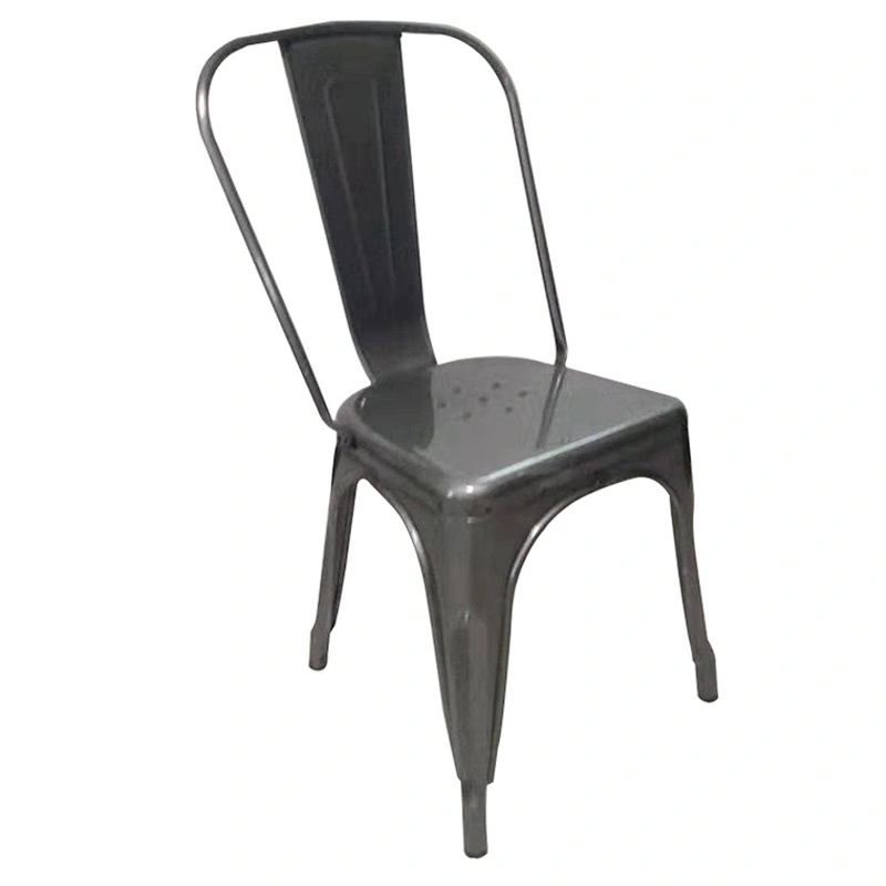 High back gun metal color bar vintage industrial metal chair