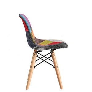 Modern solid wood legs patchwork fabric dinning chair