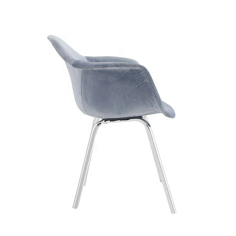 Modern High Quality  Stackable Luxury Upholstered Fabric Metal Dining chair