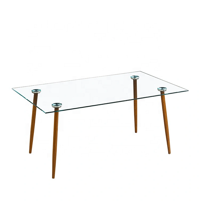 Modern square solid dining 8mm tempered glass table