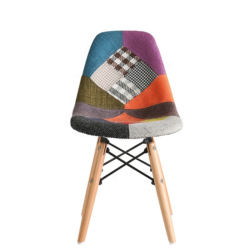 Hot sale solid wood legs modern patchwork chair fabric